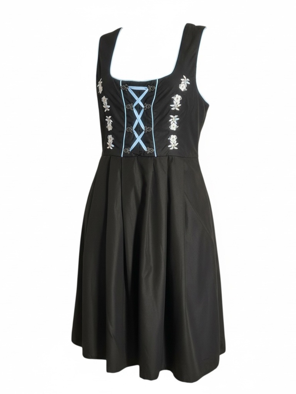 Black Sleeveless Mini Dress, German Dirndl, Corset, White Octoberfest, New w Tag
